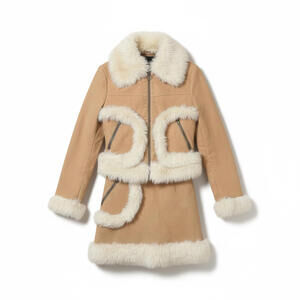 Hysteric Glamour - Beige Shearling Coat White Fur Trim